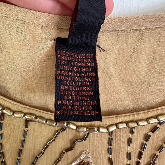 RAGA Women’s Neutral Colored Fully Beaded Encrusted Scalloped Edges Crop Length - Picture 9 of 15